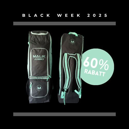 MALIK Stickbag JUMBO in Türkis auf schwarzem Hintergrund mit Rabatt!